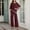 Wine, variant on Sequin Patchwork Batwing Top With 3 Piece Round Neck And Wide Leg Pants Set Dressy Pant Suits for A Wedding plus Size plus Size Jumpsuit for Women Womens Insulated Pants Sump Suit Sweaters for Snow