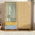 thumbnail image 5 of UGTOO 70"H 2-Door Armoire Wardrobe with 2 Drawers & Fluted Design Natural Wood Color Closet with Gold Handles, Freestanding Clothes Storage Cabinet for Bedroom, 5 of 7