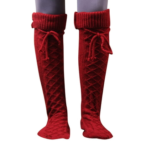 

Qxutpo Womens Socks Fall Winter Solid Color Knit Over The Knee Socks
