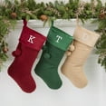 thumbnail image 3 of Personalization Mall Cozy Tan Shearling Embroidered Initial Stocking, 3 of 3