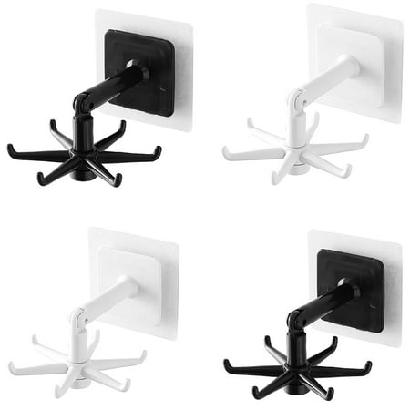 

Kitchen Gadgets Accessories Bath Hook Wall Mounted 360° Rotating Coat Hanger 4PCS