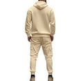 thumbnail image 4 of MLQIDK Men's Track Suits Fleece Hoodie and Sweatpants Workout Gym Jogging Sweat Suits Lounge Outfit 2 Piece Set Sport Athletic Tracksuits Big and Tall Winter Suit Sets Khaki XL, 4 of 4