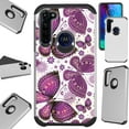 thumbnail image 1 of WORLD ACC Fusion Phone Case Compatible with Motorola Moto E 2020 Hybrid Cover (Purple Butterfly), 1 of 1