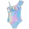 thumbnail image 4 of Popvcly 4-12T Little Big Girls Mermaid scales 1-Piece Swimsuits One Shoulder Ruffle Swimwear Bathing Suit UPF 50+, 4 of 15