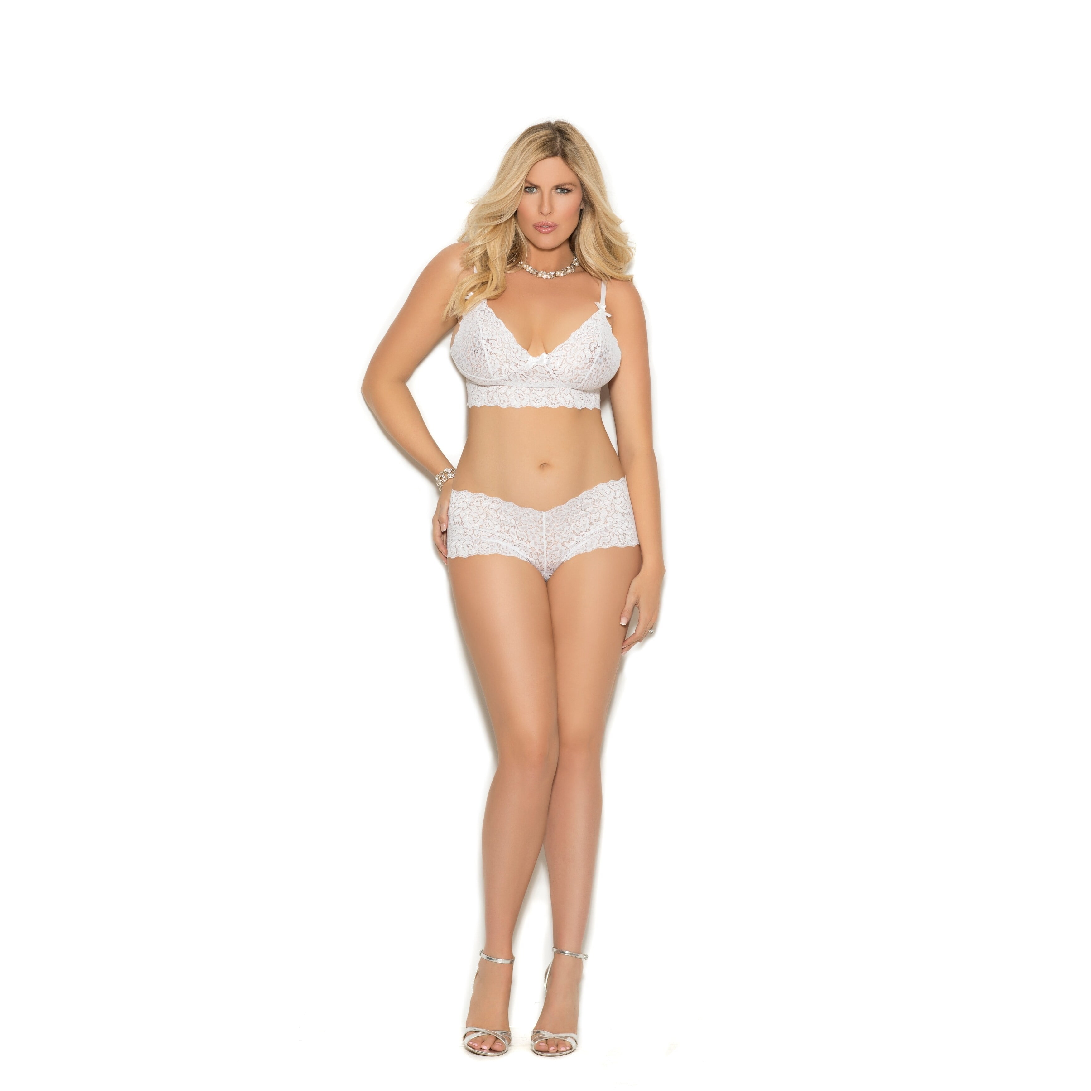 Elegant Moments Womens Plus-Size Stretch Shorts and A Matching Camisole Top