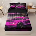 thumbnail image 3 of Homewish Pink Fast Car Zipper Twin Comforter Sets with Fitted Sheet and 2 Pillowcases,Car Theme Zipper Bedding Set for Teens,4-Piece,Black Reversible, 3 of 6
