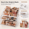 thumbnail image 5 of GAZILY® 3-Tier Clear Makeup Organizer with 2 Drawers for Vanity Countertop, Divided Cosmetic Storage for Lipstick, Brushes, Palettes and Skincare, 5 of 7