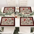 thumbnail image 2 of Rdsfhsp Vintage Bird Branch Placemats Set of 4, Winter Cardinal Dining Table Linen Place Mats Home Kitchen Red Buffalo Plaid Decor, 12x18 in, 2 of 5