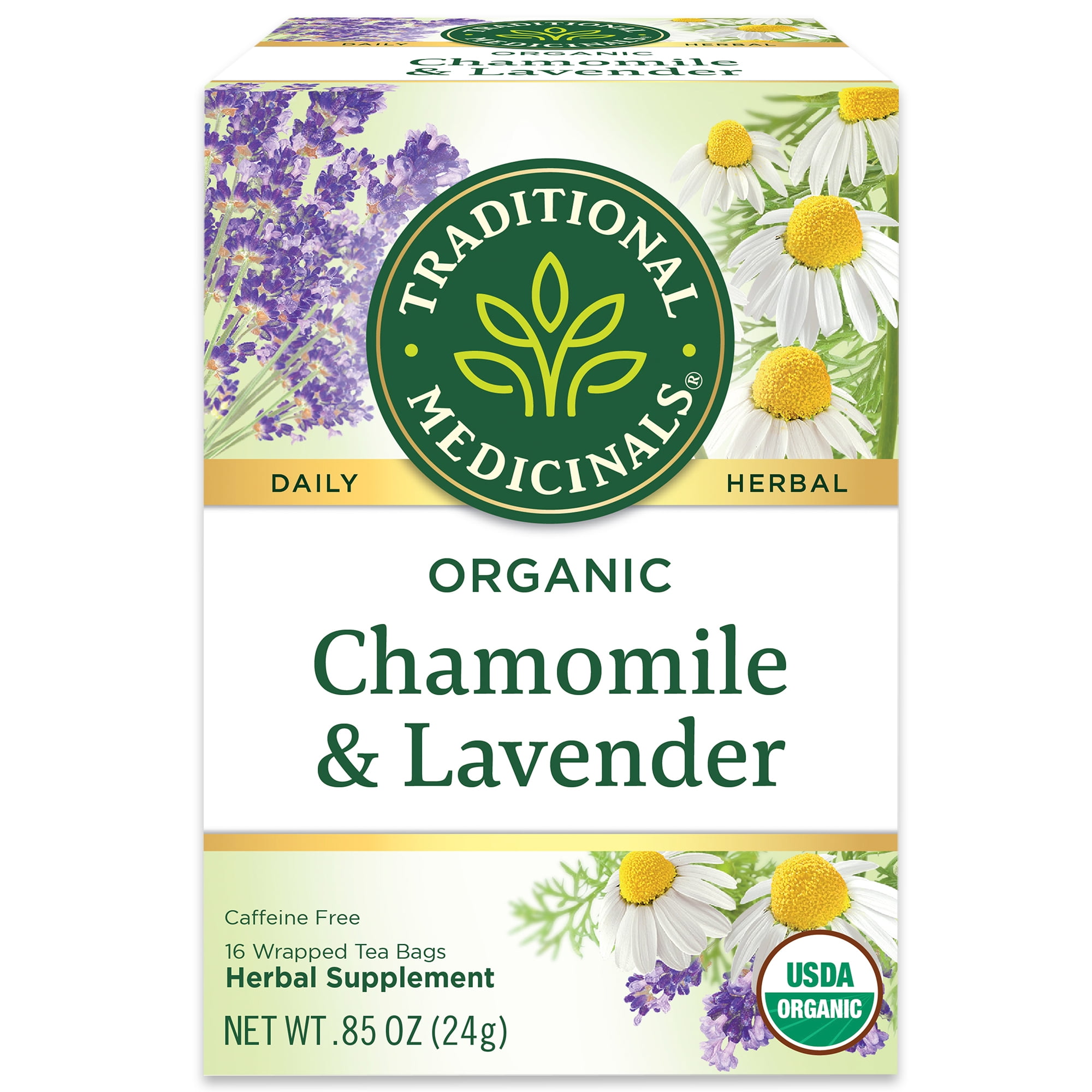 Traditional Medicinals Tea, Organic Chamomile with Lavender, Tea Bags, 16 Count