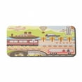 thumbnail image 1 of Cartoon Computer Mouse Pad, Summer Landscape with Train Ship Airplane and Bus Urban Transportation Modern City, Rectangle Non-Slip Rubber Mousepad X-Large, 35" x 15", Multicolor, by Ambesonne, 1 of 2