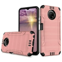 TJS Phone Case for Nokia G300 5G (N1374DL), Dual Layer Shockproof Brushed Armor Magnetic Metallic Phone Case Cover (Rose Gold)