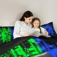 thumbnail image 6 of Feelyou Neon Game Console Bedding Comforter Set for Kids, Green Blue Square Abstract Twin Comforter Sets, Video Game Controller Reversible Bedding Set, Microfiber Bedroom Decor, 2 Pieces, 6 of 9