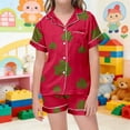 thumbnail image 2 of YUEHUA Girls Pajamas 2 Piece Summer Soft Silk Satin Short Sleeve Pajama Set Cute Pjs Sleepwear for Kids Size 2-13 Years, 2 of 4