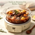 thumbnail image 6 of MAGNIFIQUE 4.5 Quart Cream White Glass Claypot Multi-Cooker, Programmable Round Slow Cooker with Removable Glass Pot, 6 of 8