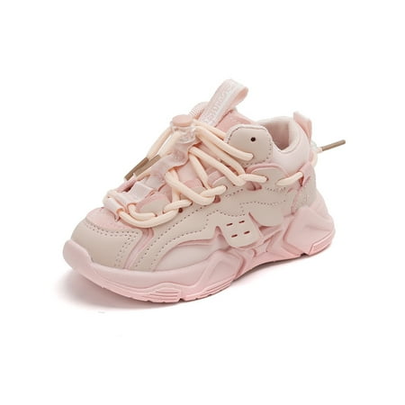 

Ritualay Children Sneakers Lace Up Running Shoe Non-Slip Warm Shoes Comfort Breathable Trainers Gym Walking Low Top Pink Warm Lined 13C