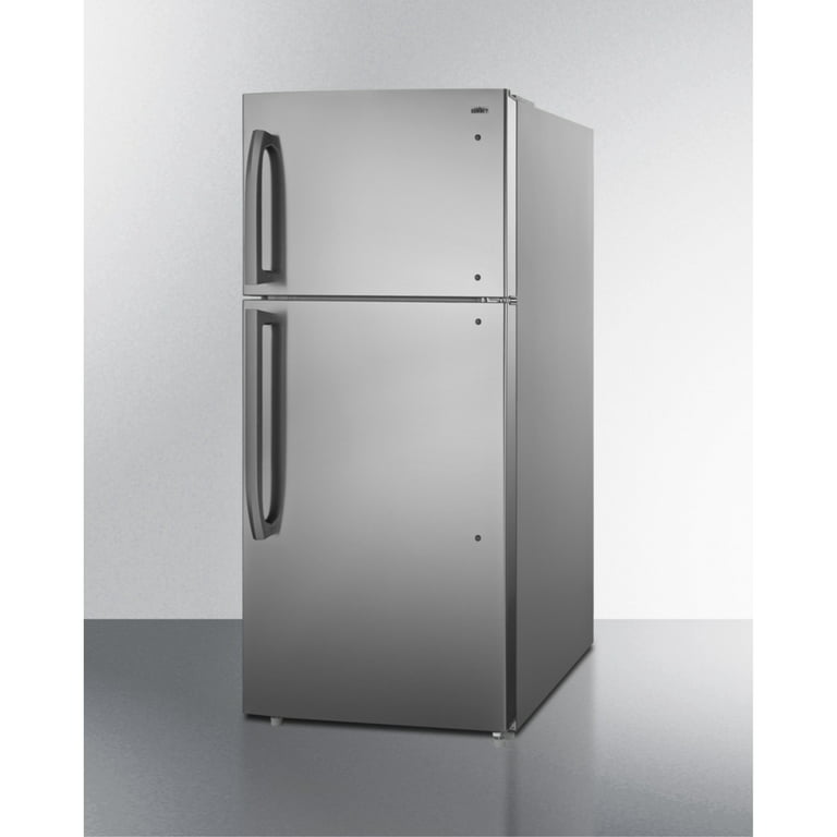 Full-size top mount refrigerator-freezer in stainless steel look 