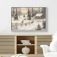 thumbnail image 2 of IDEA4WALL Framed Canvas Art Wall Decor Painting Cozy Cabin and Deer in Winter Forest Rustic Snowy Landscape Fine Art Vintage Retro Chic for Dorm Home Office - 16"x24" White, 2 of 5