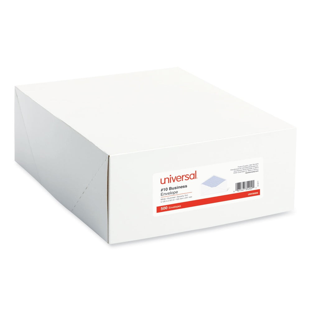 Universal UNV35202 #10 Monarch Flap Open-Side Security Tint Gummed Business Envelope - White (500/Box)
