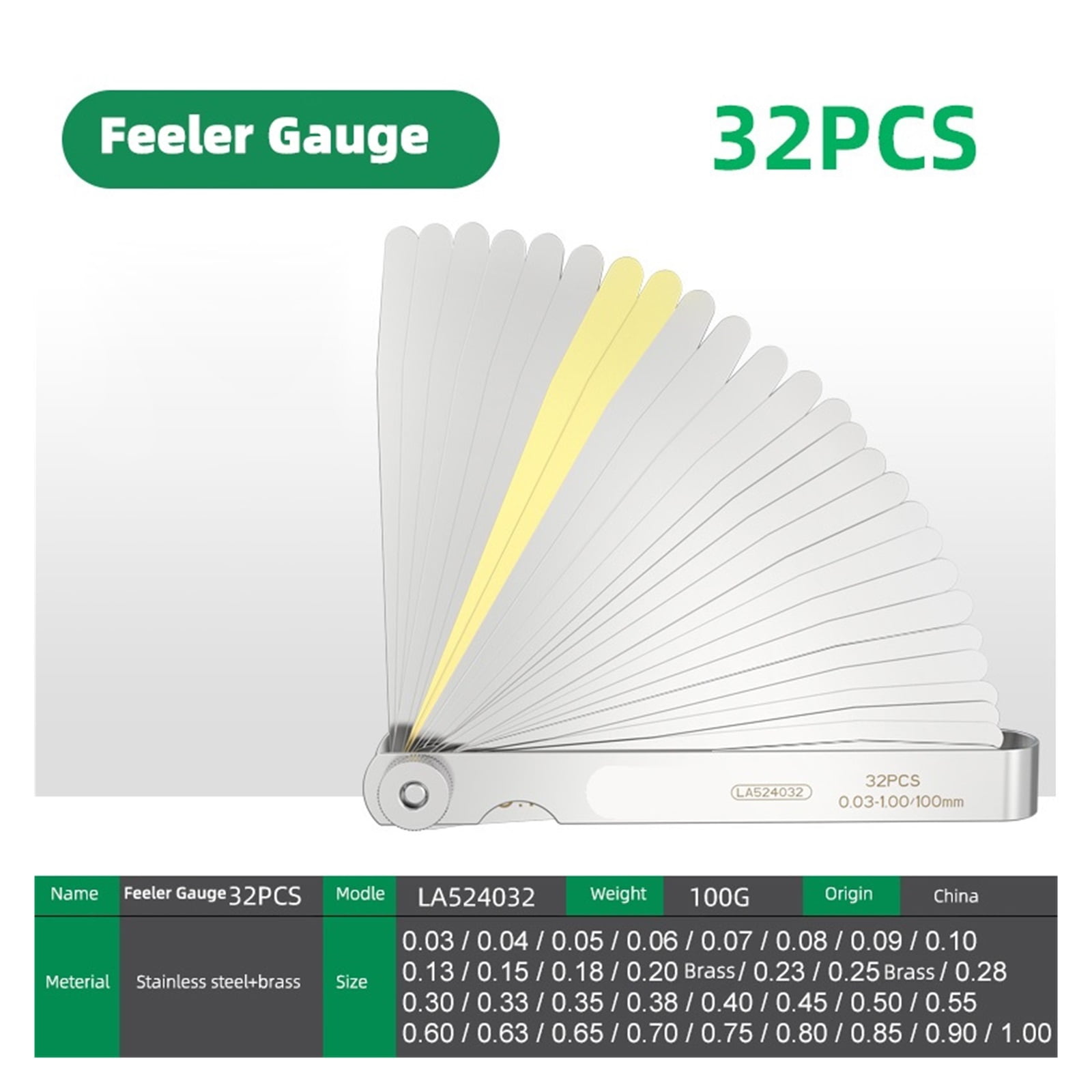 Feeler Gauge Metric Size 0.02-1mm Thickness Gauge Set Valves Foliage of Valves Gap For Measurement Probe Gap ,Easy Identification