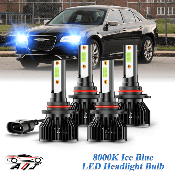 8000K Ice Blue LED Bulb for 2005-2010 Chrysler 300 High-Low Beam Headlight Bulbs Combo Pack of 4