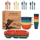 thumbnail image 1 of Nvzi 24Pcs Wheat Straw Dinnerware Cutlery Sets, Divided Plates Unbreakable Bowl Microwave Dishwasher Safe Tableware Cutlery -Multicolour A, 1 of 4