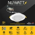 thumbnail image 2 of NUWATT 4 Inch Gimbal LED Recessed Lighting, 5CCT 2700K/3000K/3500K/4000K/5000K Selectable, 630 Lumen, Dimmable, Adjustable Pitched Canless Eyeball Lights for Sloped Ceilings, Metal Junction Box, 6 PK, 2 of 10