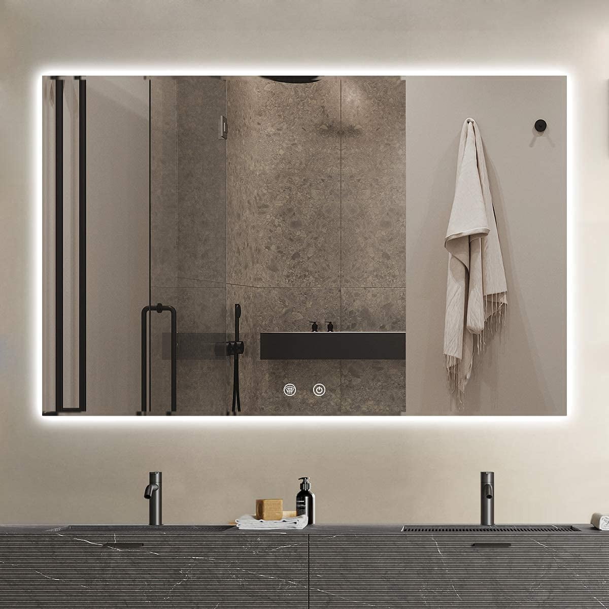 Vertical & Horizontal with Touch Switch Adjustable Brightness IOWVOE 40 x 24 Inch LED Backlit Bathroom Mirror Anti-Fog Dimmable Vanity Wall Mounted Makeup Memory Mirror with Light