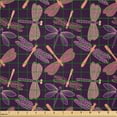 thumbnail image 2 of Ambesonne Dragonfly Fabric by the Yard Microfiber, Night Wingy Animals Print, 1 Yard, Purple and Peach, 2 of 2