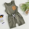 thumbnail image 1 of Trajes De Verano Camisetas sin mangas a rayas para bebés y pantalones cortos, ropa bonita de 2 piezas para recién nacidos (verde militar 2T) Cgtredaw Para estrenar, 1 of 1