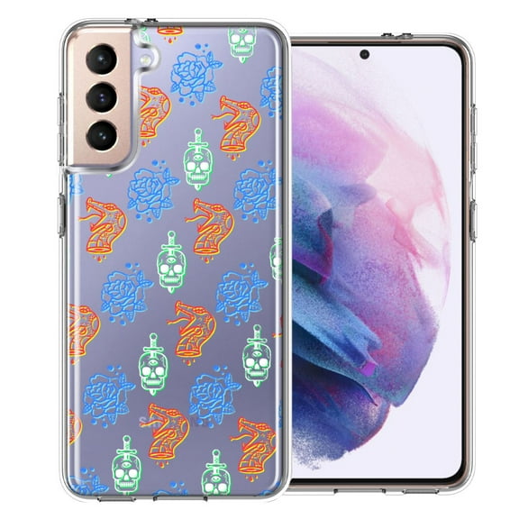 MUNDAZE For Samsung Galaxy S21 Snakes Skulls Roses Design Double Layer Phone Case Cover