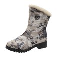 thumbnail image 2 of Wavsuf Winter Boots for Women Wide Mid Calf Printed with Fuzz Vintage Beige Shoes Size 37, 2 of 6
