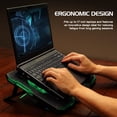 thumbnail image 4 of ENHANCE Cryogen Gaming Laptop Cooling Pad - Fits 17 in. Computer , PS4 - Adjustable Laptop Cooling Stand with 5 Quiet Cooler Fans , 2 USB Ports and LED Lighting - Slim Portable Design 2500 RPM (Green), 4 of 9