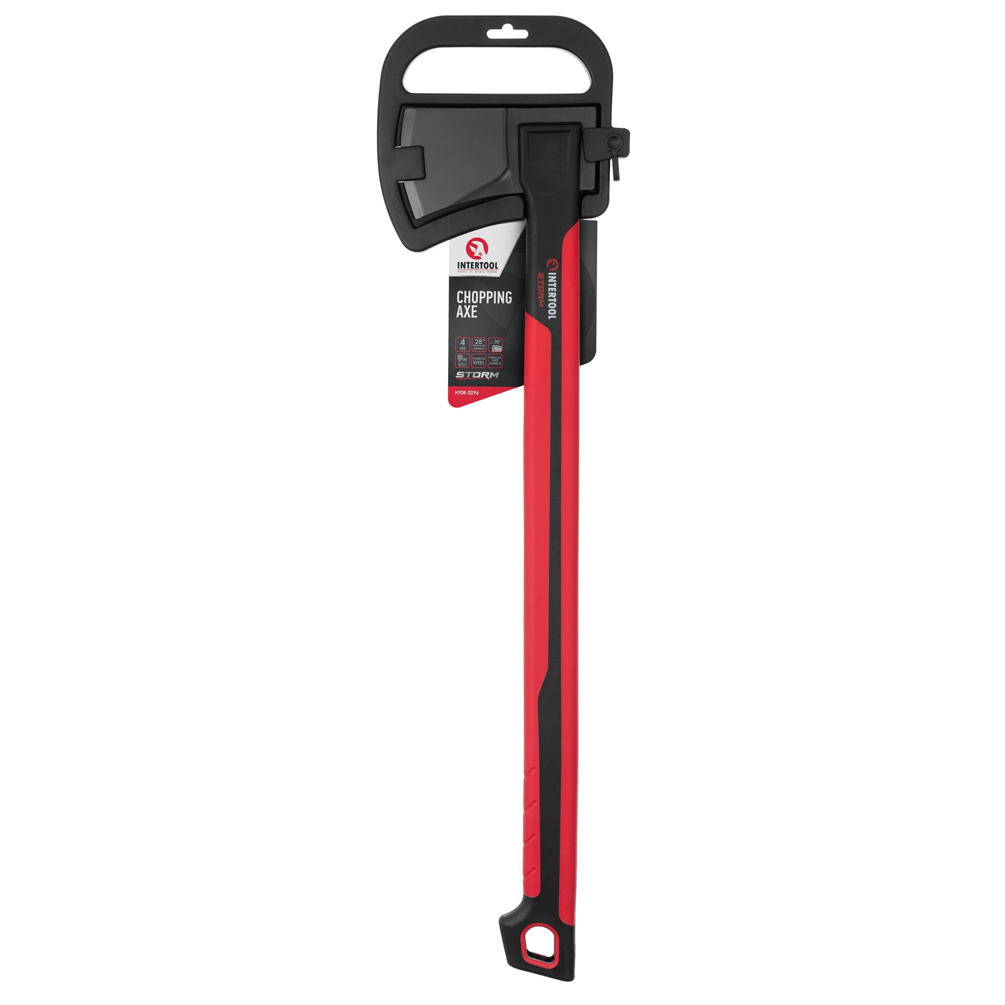 INTERTOOL 28&rdquo; Wood Chopping Axe for Cutting and Felling with Shock Absorbing Anti-Slip Handle and Sheath HT08-0296