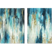 Blue Abstract Canvas Wall Art Decor Colorful Oil Painting Artwork Picture for Bedroom Small Living Room Bathroom Decorations Blue And Gold Wall Decor Set(12x16x2)