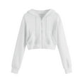 thumbnail image 2 of Cropped Sweatshirts for Women Solid Color Womens Hooded Sweatshirt Autumn Oversize Fit Hoodies Casual Zip-up Long Sleeves Everyday Athleisure Essentials, 2 of 4