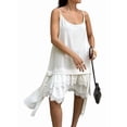 thumbnail image 2 of Women Lace Mini Dress Slip Sleeveless Patchwork Lace Tiered Short Dresses Flowy Dress White S, 2 of 10