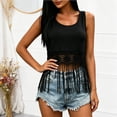 thumbnail image 5 of LEKWK Tank Tops for Women Trendy Hollow Out Tassel Hem Boho Tops Sleeveless Crew Neck Flowy Summer Shirts Fashion Beach Vacation Holiday Clothes, 5 of 5