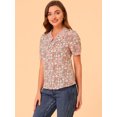 thumbnail image 4 of Allegra K Blusa De Encaje Con Cuello De Punta Y Mangas Abullonadas Para Mujer Rosa XS, 4 of 6
