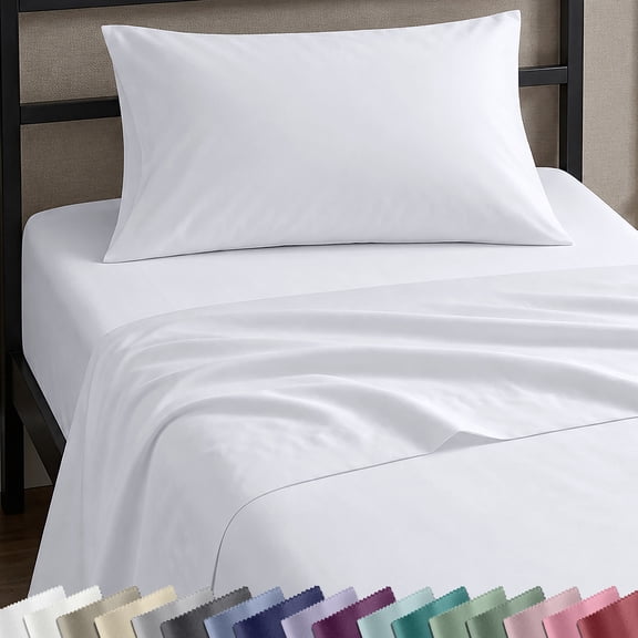 California Design Den, 100% Cotton, 3-Piece Twin Bed Sheet Set, Bright White