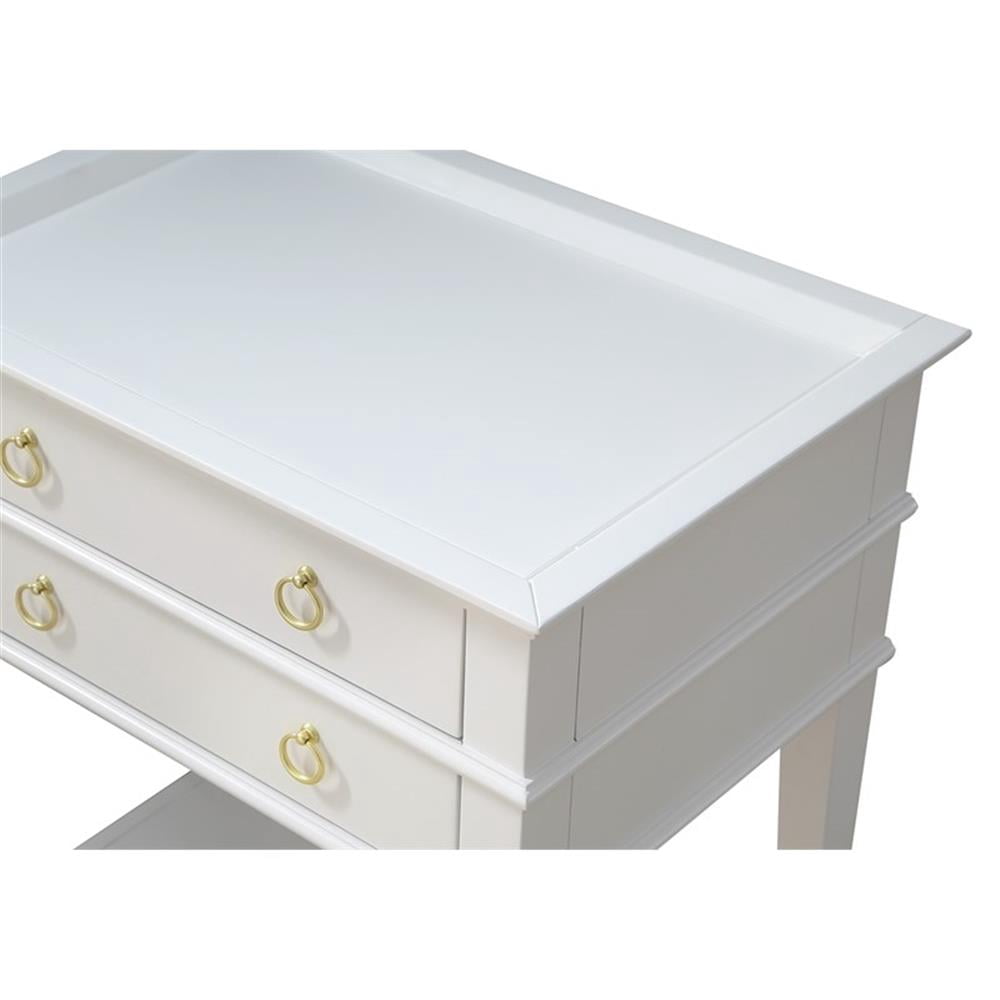 Home Square 2-Drawer Tray Top Wood Nightstand Set in White (Set of 2)