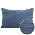 thumbnail image 5 of PiccoCasa Velvet Decorative Cushion Cover Corn Striped Throw Pillowcase, 12"x18", Dark Blue, 5 of 7