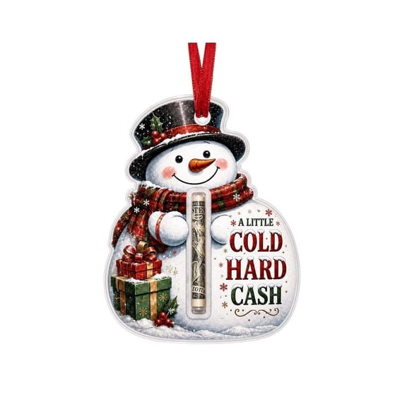 IFRINID Christmas Cash Holder Ornament, 2D Acrylic Money Gift Holder Hanging Decoration for Christmas Tree, Stocking and Holiday Gift Giving