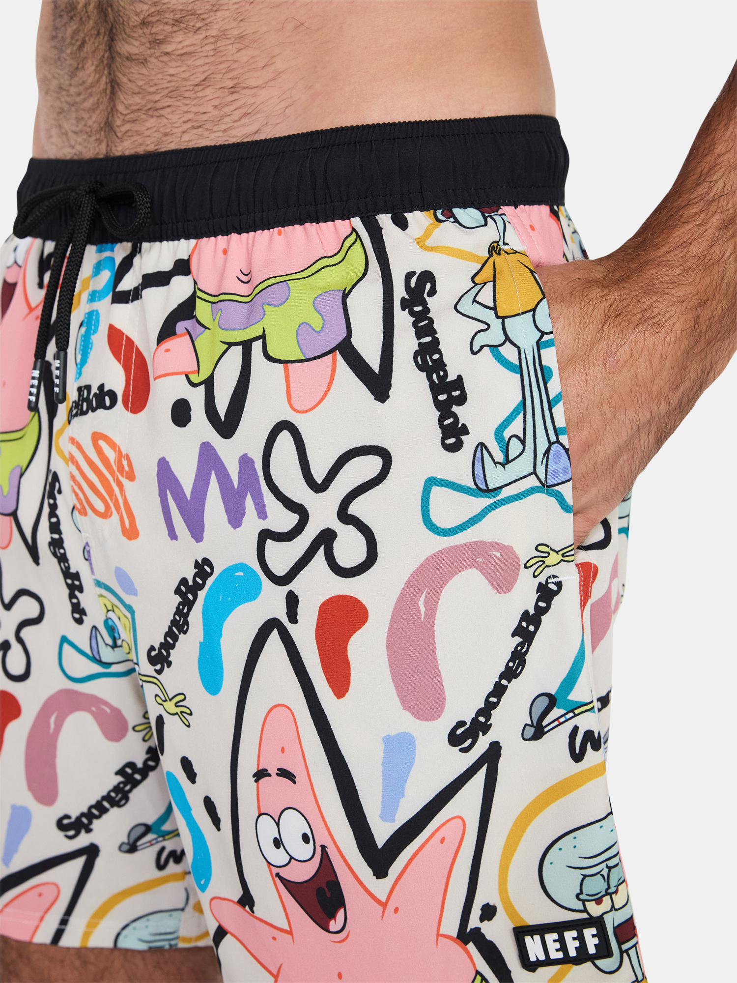 Neff Men's and Big Men's SpongeBob SquarePants Print Swim Trunks, Sizes S-3XL