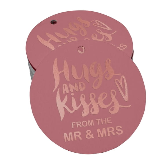 Inkdotpot Real Rose Gold Foil Hugs & Kisses From The Wedding Tag Favor Hang Paper Tag 50 Piece
