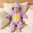 thumbnail image 6 of Toddler Dinosaur Hooded Romper Halloween Dinosaur Dress Up Outfits (Purple), 6 of 8