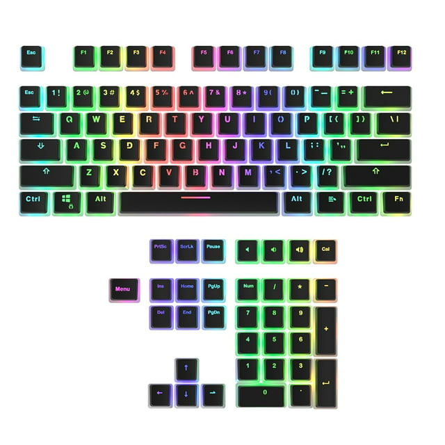 TFixol PBT Pudding Key Caps 108 Keys PBT Thickened Two-color Key Cap Set OEM Height for Mechanical Keyboard Black(Only Keycaps)