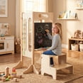 thumbnail image 5 of Gymax Toddler Kitchen Step Stool w/Chalkboard Detachable Safety Net Montessori Games, 5 of 10