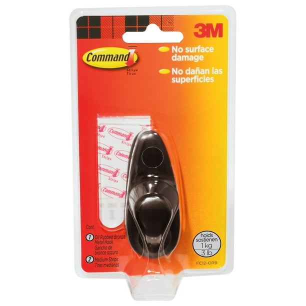 Gancho de almacenamiento 3M FC12-AC, tamaño mediano, bronce frotado con aceite, tapa de 1 kg
