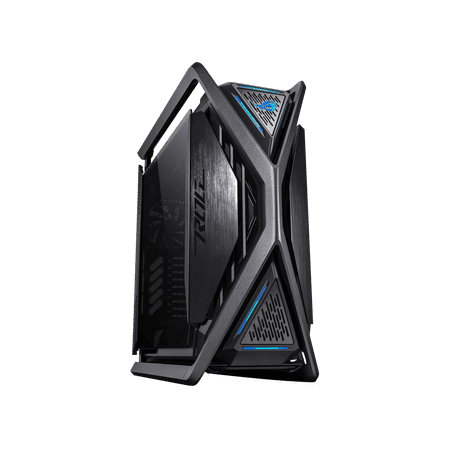 ASUS ROG Hyperion GR701 BTF Edition computer case, ASUS ATX BTF motherboards exclusive support, 420 mm dual radiator support, four 140 mm fans, metal GPU holder, component storage, ARGB fan hub