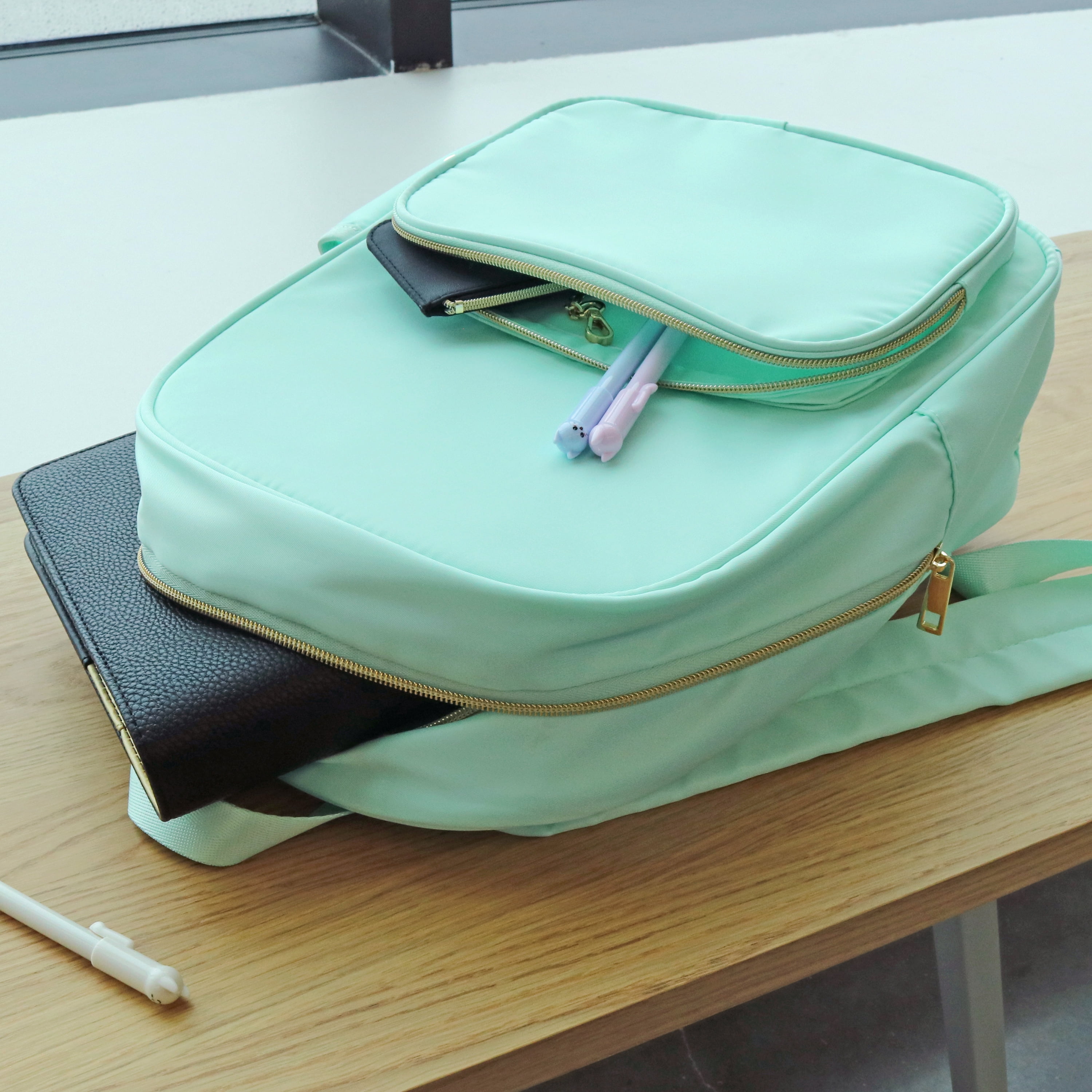 Hello Hobby Nylon Backpack, Customizable Travel Book Bag for Crafts, School, and Everyday Use, Green